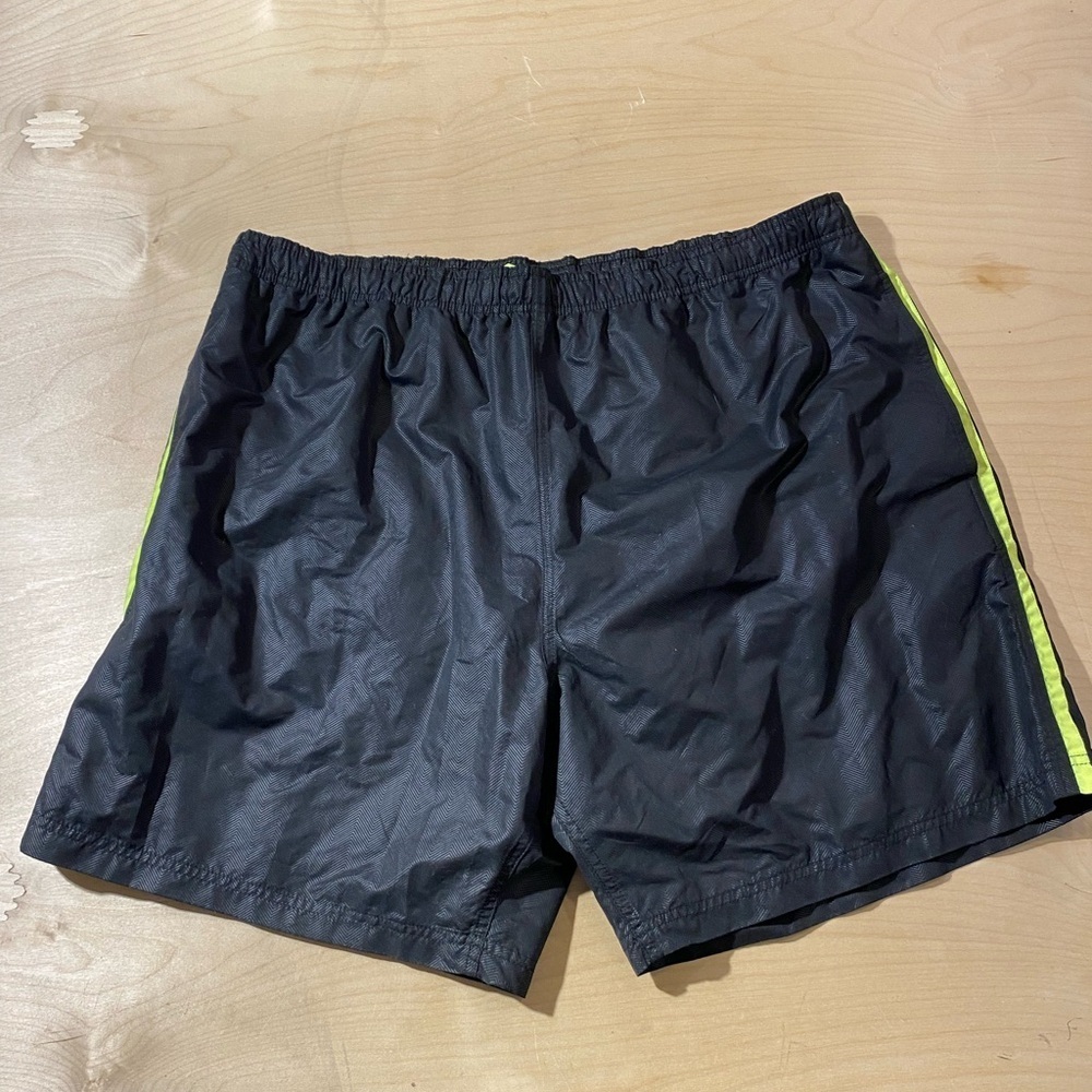 Laguna Men's Black Swim Shorts with Green Stripe 2XL (MK)